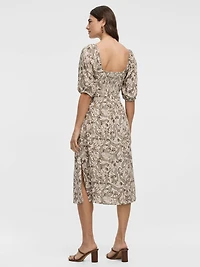 Short-Sleeve Midi Dress with Sweetheart Neckline