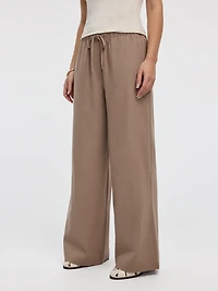 Wide-Leg Linen-Blend Pant