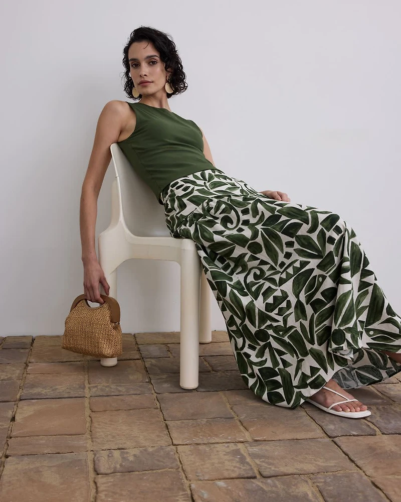 Jupe maxi en mélange de lin