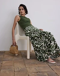 Jupe maxi en mélange de lin