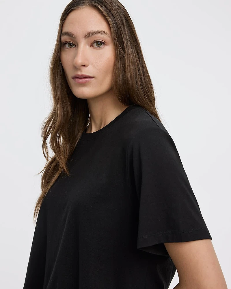 Crew-Neck Tee with Bubble Hem