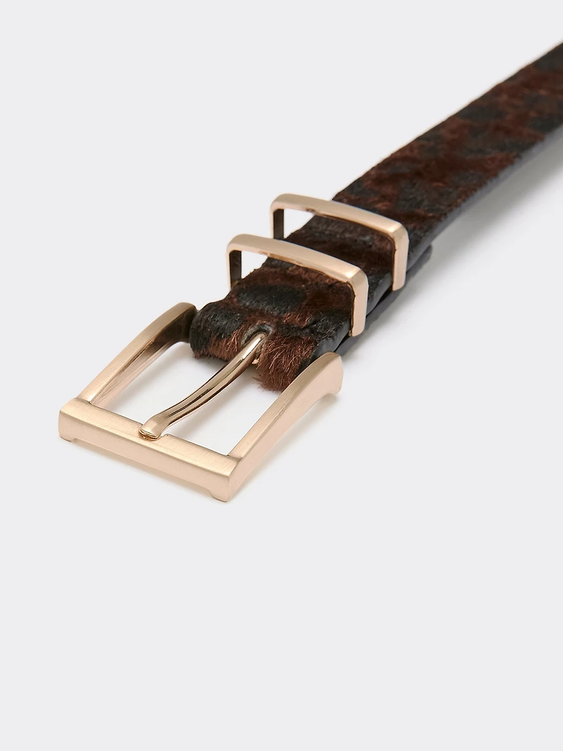 Dark Leopard-Print Belt
