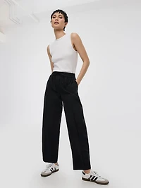 Pantalon à jambe ballon plis nervurés