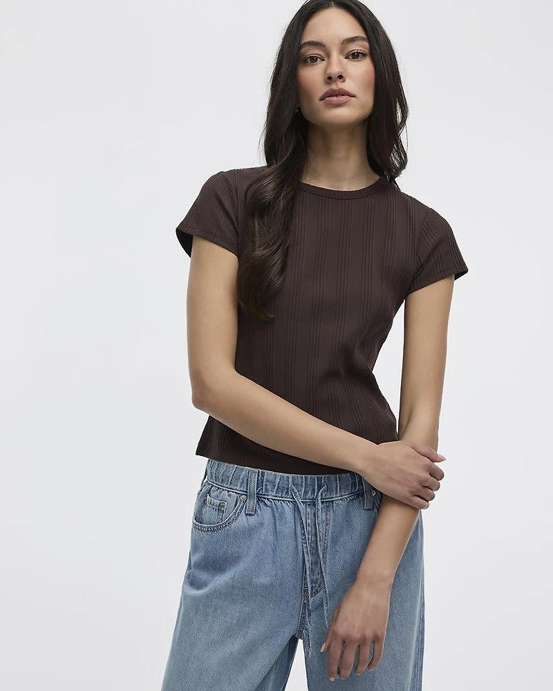 Fitted Crew-Neck Ribbed T-Shirt