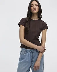 Fitted Crew-Neck Ribbed T-Shirt