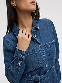 Robe chemise midi en denim