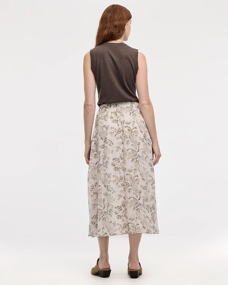 Pleated-Chiffon Midi Skirt