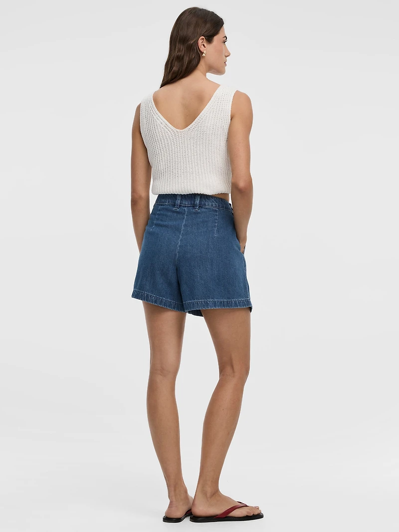 Short à plis en denim