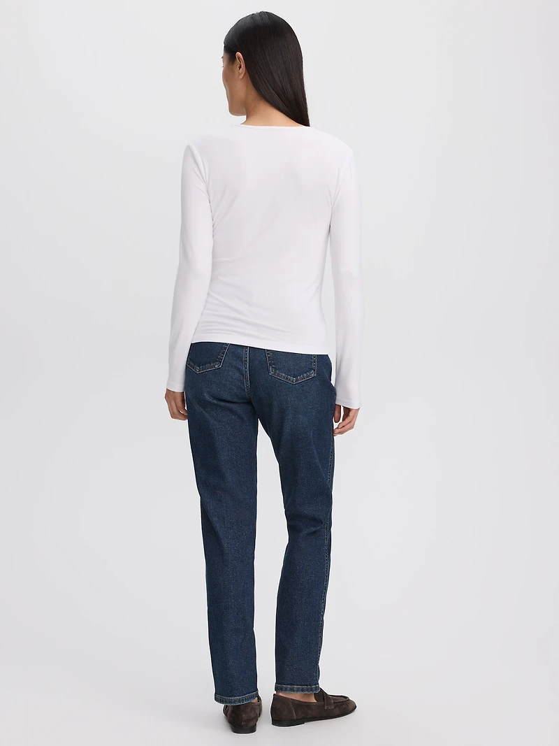 Long-Sleeve Crew-Neck Ribbed T-Shirt