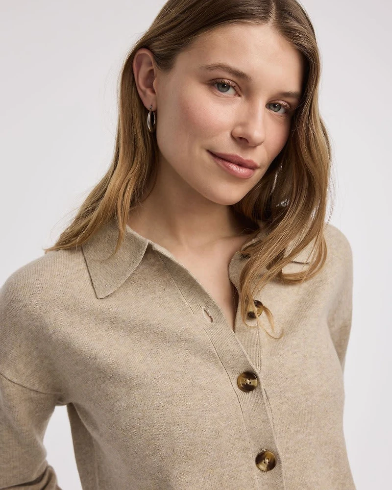 Long-Sleeve Polo Cardigan