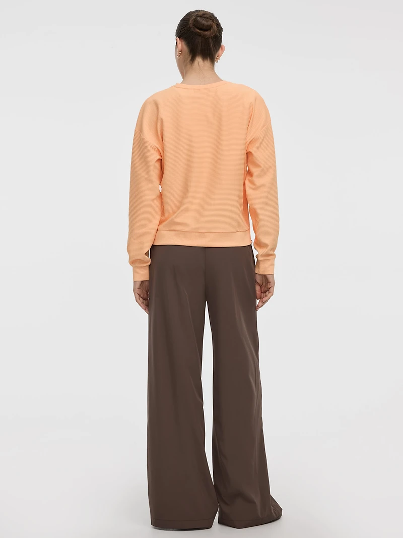 Crew-Neck Sweatshirt with Side Zippers - Hyba