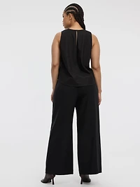 Sleeveless Crew-Neck Blouse