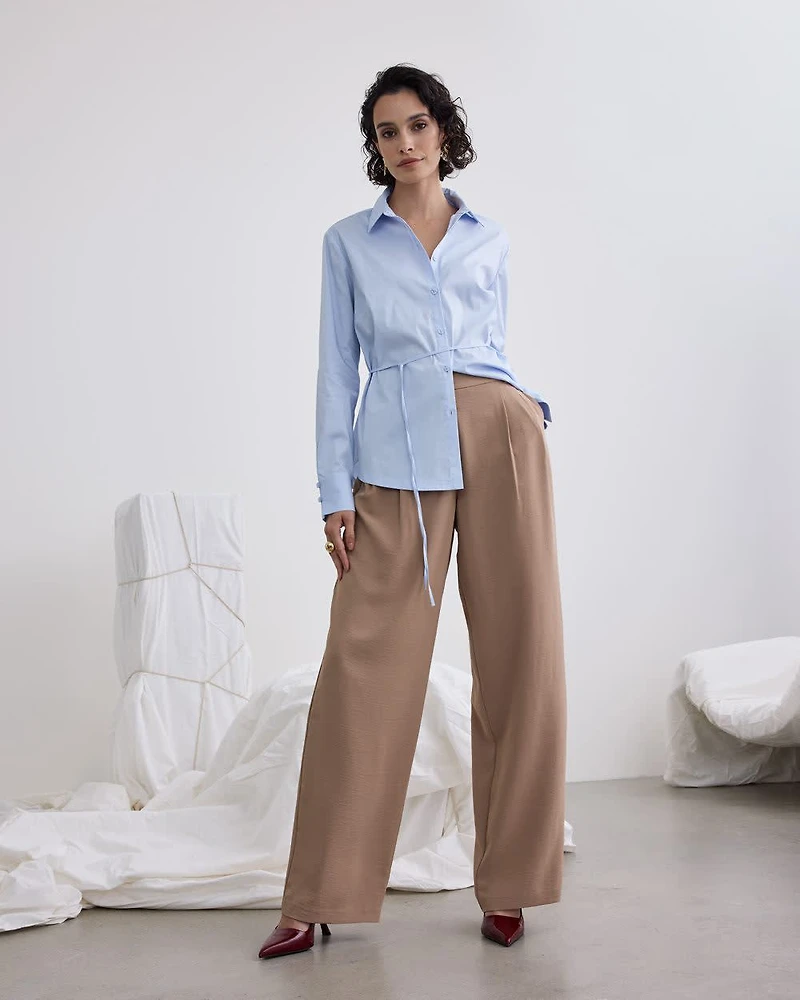 Wide-Leg Mid-Rise Pants