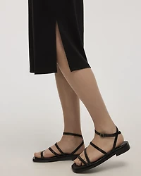 Extended-Sleeve Crew-Neck Midi Dress