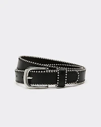 Ceinture en faux cuir avec billes argentées