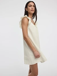 Robe courte à volants et col V