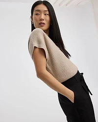 Veste en tricot à manches très courtes col Johnny