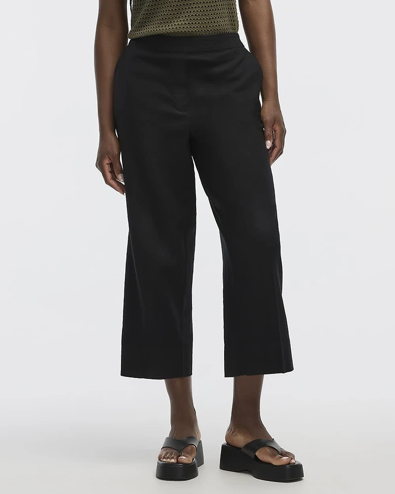 Cropped Wide-Leg Linen-Blend Pant