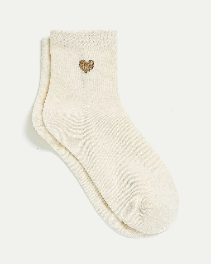 Cotton Crew Socks with Heart
