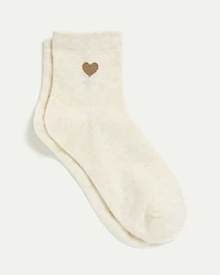 Cotton Crew Socks with Heart