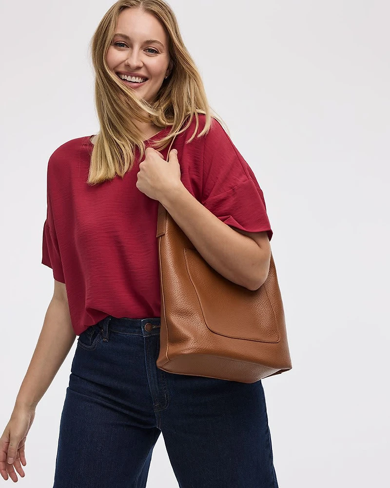 Short-Sleeve Crew-Neck T-Shirt Blouse