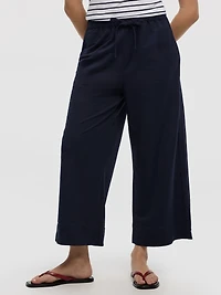 Pantalon court en tricot piqué à jambe large