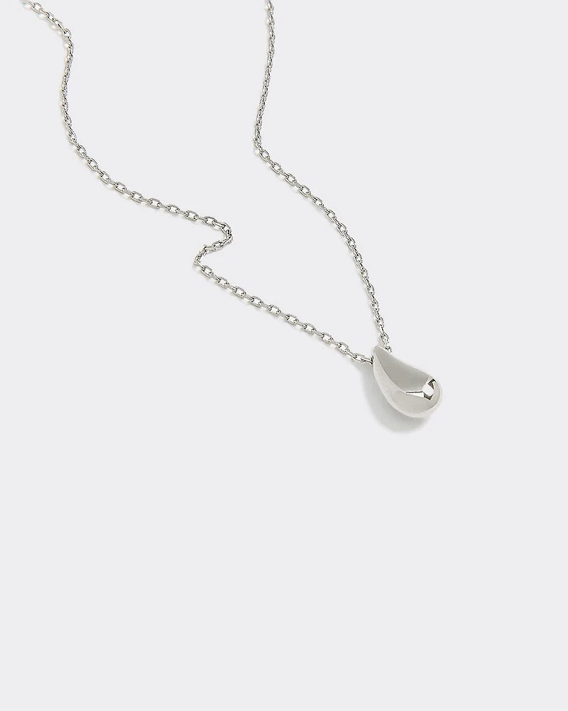 Stainless Steel Short Necklace with Teardrop Pendant