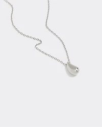 Stainless Steel Short Necklace with Teardrop Pendant