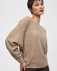 Long-Sleeve Boat-Neck Boxy Sweater with All-Over Sequins