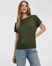 T-shirt à manches courtes dolman et col bateau