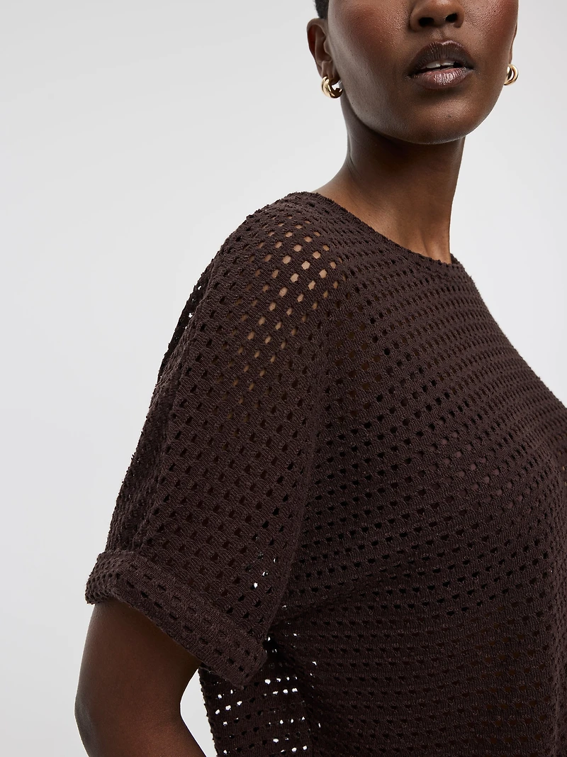 Short-Dolman-Sleeve Boat-Neck Tee