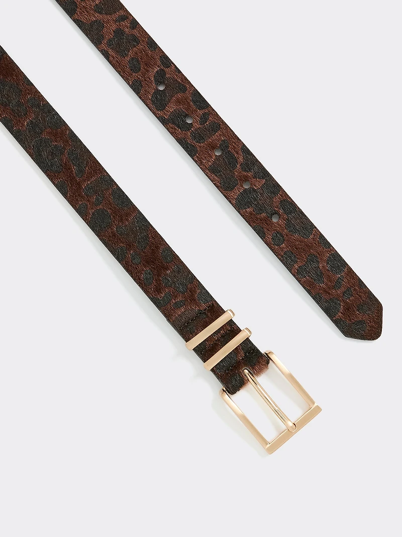 Dark Leopard-Print Belt