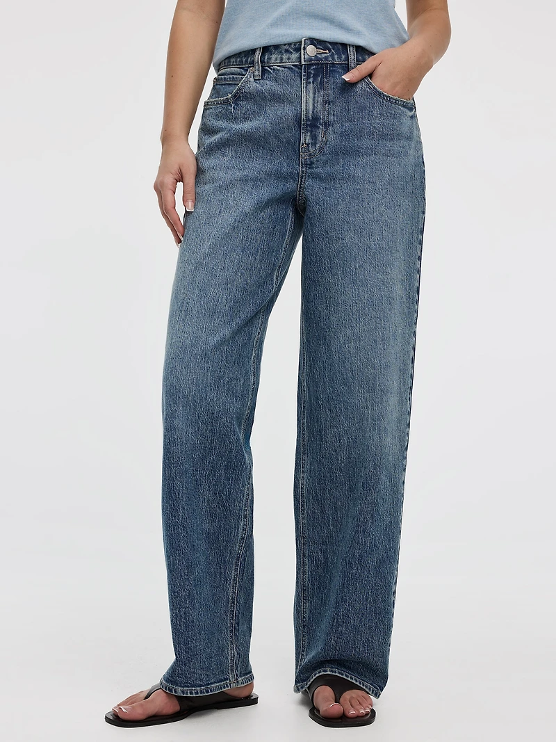 Jean ample à taille mi-haute