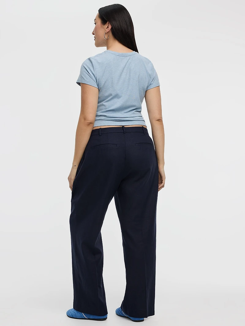 Linen-Blend Straight-Leg High-Rise Pant - Curvy Fit