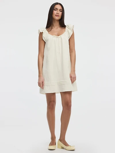 Robe courte à volants et col V