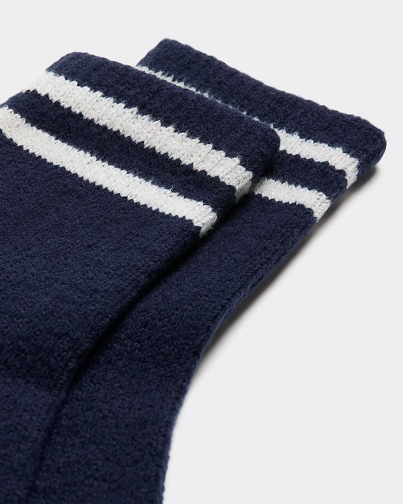 Anklet Winter Socks with Striped Hem