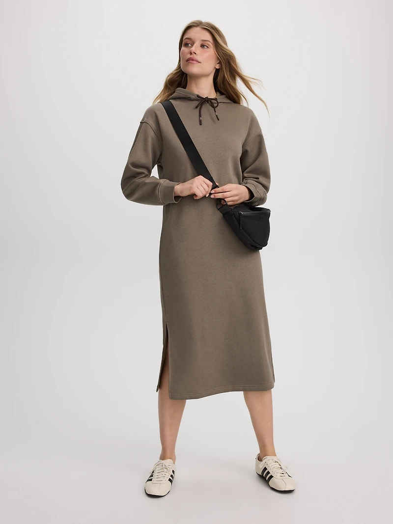 French Terry Hooded Midi Dress