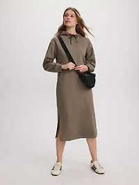 French Terry Hooded Midi Dress