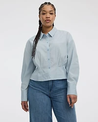 Long-Sleeve Shirt with Cinched Waist