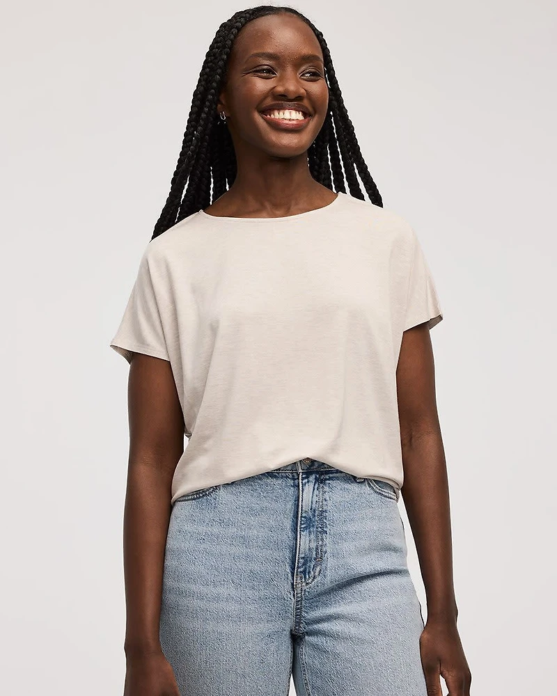 T-shirt à manches courtes dolman et col bateau