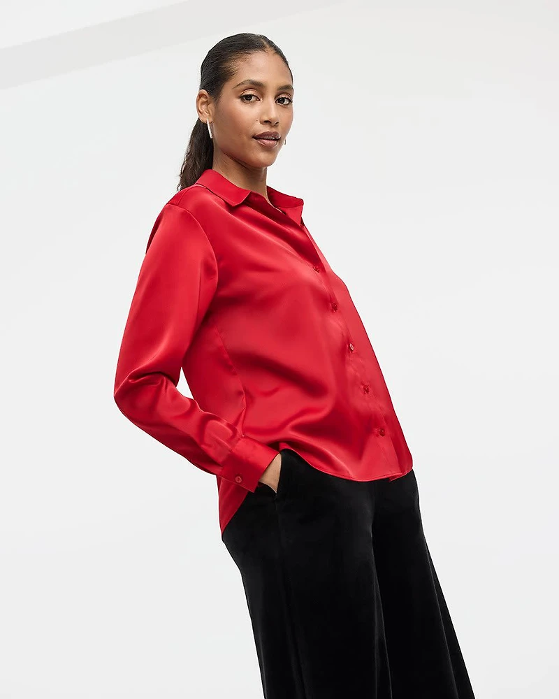 Chemise en satin à manches longues