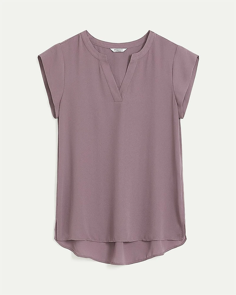 Cap Sleeve Split Neck Blouse - R Essentials