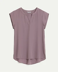 Cap Sleeve Split Neck Blouse - R Essentials