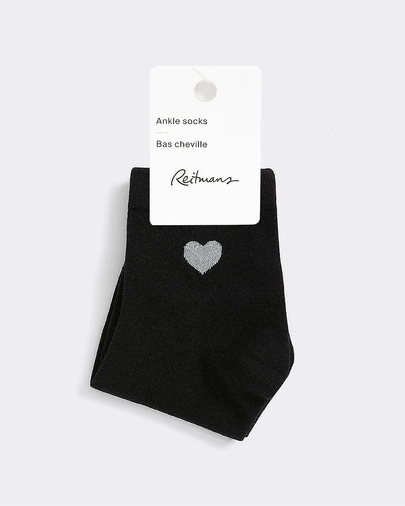 Cotton Crew Socks with Heart