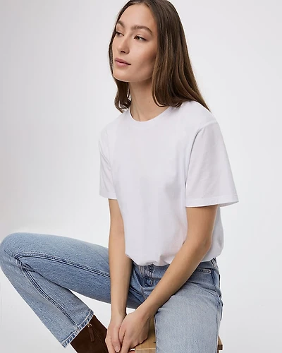 T-shirt à col rond avec ourlet bouffant