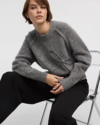 Long-Sleeve Crew-Neck Pullover with Soutache Bow