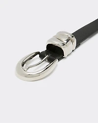 Faux-Leather Belt with Sculptural Buckle