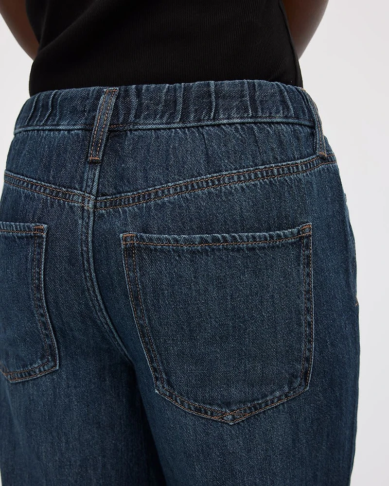 Wide-Leg Mid-Rise Jean with Drawstring