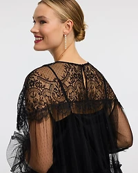 Long-Sleeve Tulle Bubble Mini Dress