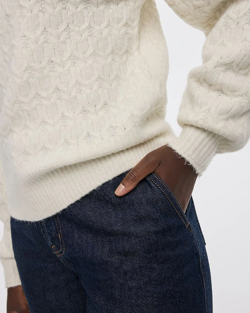 Long-Balloon-Sleeve Mock-Neck Sweater